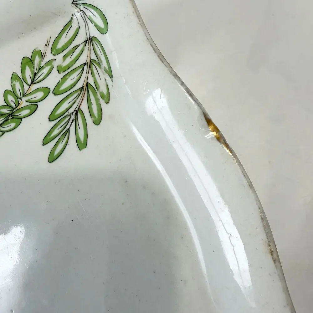 Vintage Floral Covered Cheese Keeper Butter Dish Gold Trim